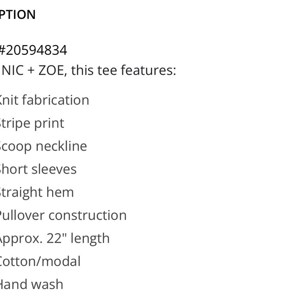 NIC+ZOE Stripe Knit Scoop Neck Short Sleeve Cotton Blend Blue Striped Tee NWT XL - Picture 11 of 11